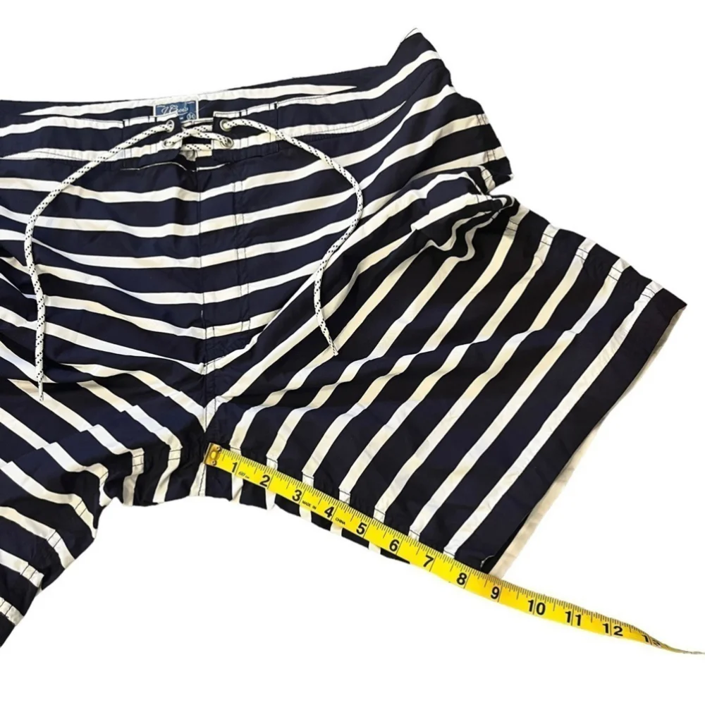 NWT J. Crew 9” Striped Nautical Board Shorts Swim Trunks Navy & White Mesh Lined - Picture 11 of 13